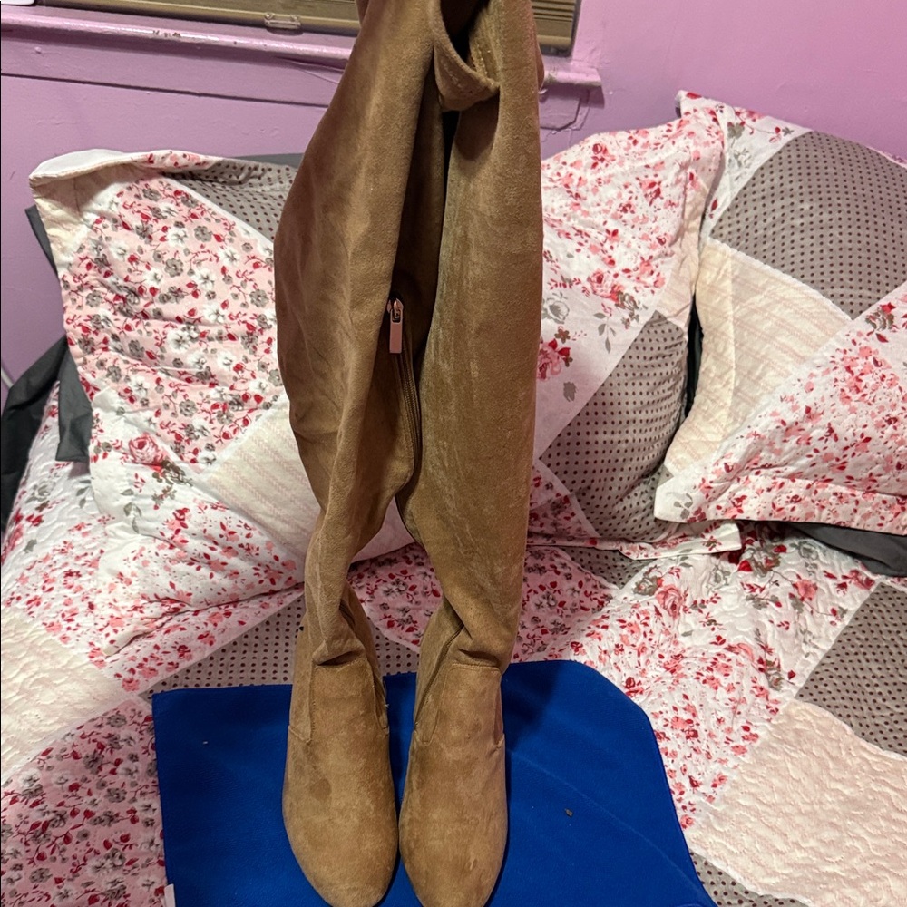 Stylish Tan Over-the-Knee Boots